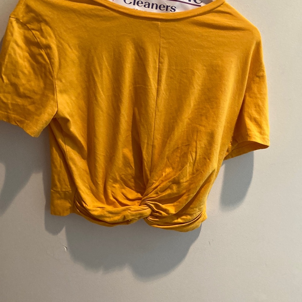 Zara Gold Short Sleeve Tie Front Crop Top